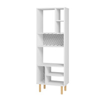 Manhattan Comfort 410AMC176 Essex 60.23 Décor Bookcase with 8 Shelves in White and Zebra